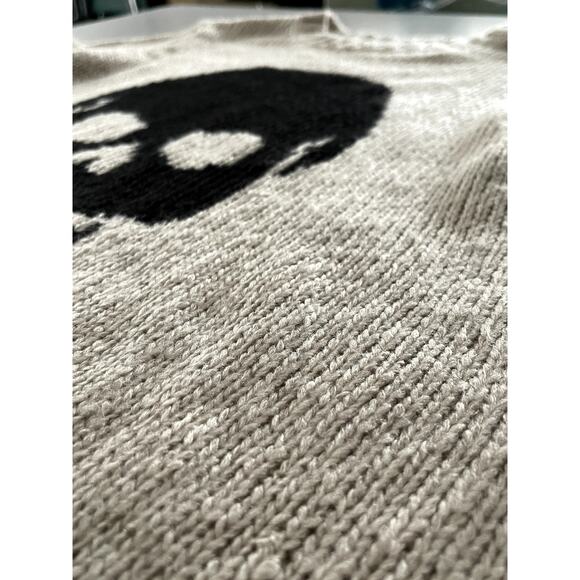 Wooden Ships Sz X/S Skull Pullover Sweater Tan Goth Edgy Punk Halloween Chunky - Picture 7 of 12